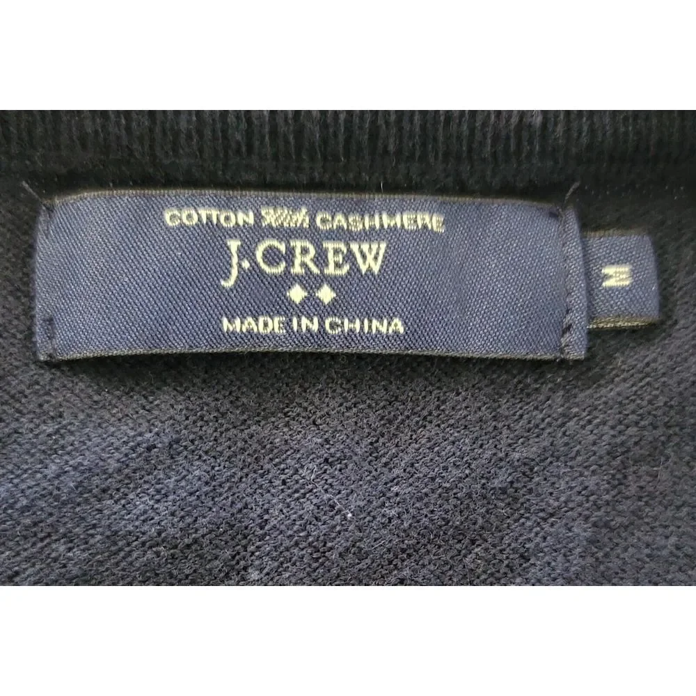 J.‎ Crew Men's Cotton Cashmere Navy Blue V-Neck Sweater Size Medium